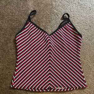 Vintage Black and Red Striped Women's Top